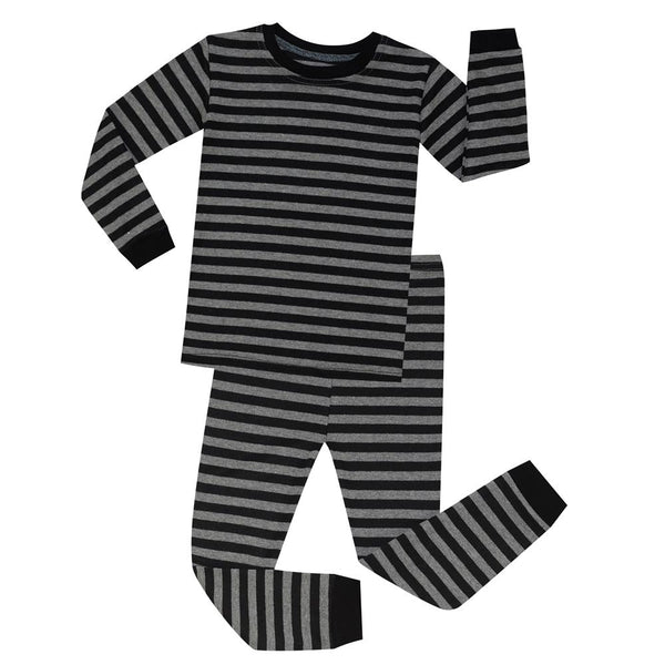 Cotton Baby Nightwear Children Gray and Black Stripes Pajama Sets Kids Pijamas for 1-8 Years Pijamas Infantil Boys Sleepwear