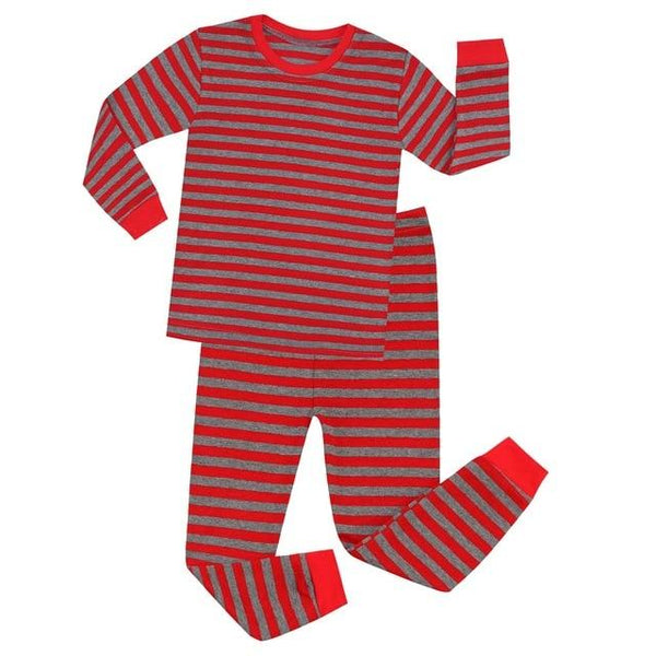 Cotton Baby Nightwear Children Gray and Black Stripes Pajama Sets Kids Pijamas for 1-8 Years Pijamas Infantil Boys Sleepwear