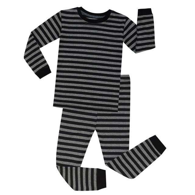 Cotton Baby Nightwear Children Gray and Black Stripes Pajama Sets Kids Pijamas for 1-8 Years Pijamas Infantil Boys Sleepwear