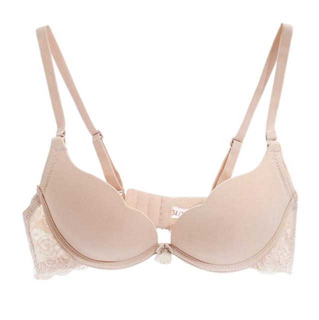 2018 Women Push Up Seamless Bow Bra Sexy Lace Back Bra Ultra-Thick Bralette