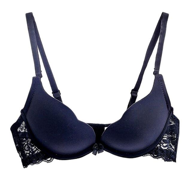 2018 Women Push Up Seamless Bow Bra Sexy Lace Back Bra Ultra-Thick Bralette