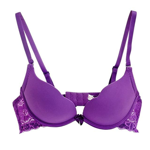 2018 Women Push Up Seamless Bow Bra Sexy Lace Back Bra Ultra-Thick Bralette