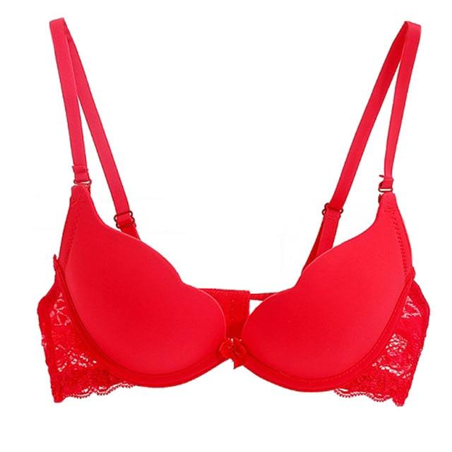 2018 Women Push Up Seamless Bow Bra Sexy Lace Back Bra Ultra-Thick Bralette