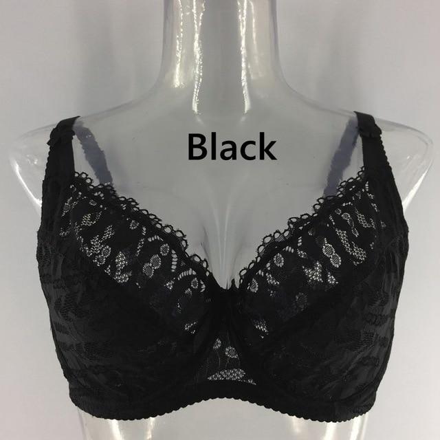 PariFairy New Lace Perspective Bra Women Sexy Lingerie Underwire Embroidery Floral Bralette Plus Size C D E 75 80 85 90 95 100