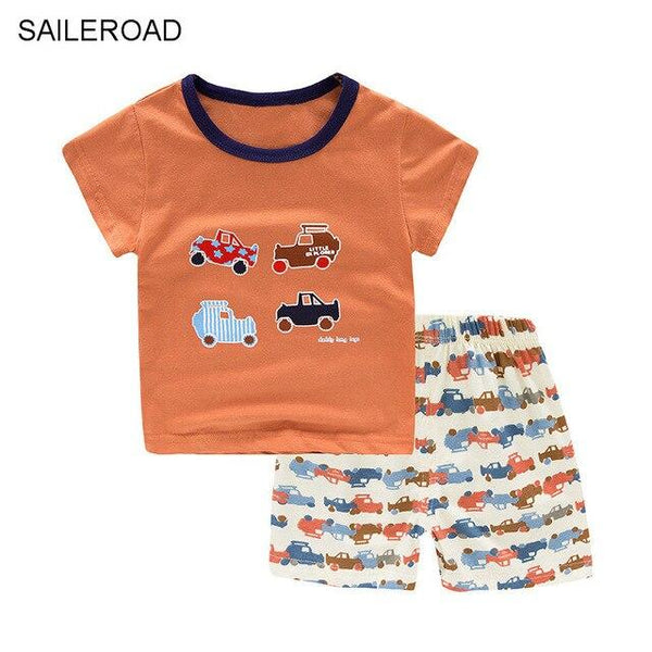 SAILEROAD 2019 New Fashion Children's Pajamas Sets Kids Cute Cartoon Car Pyjamas Baby Boys Girls Sleepwear Suit Child Pijamas