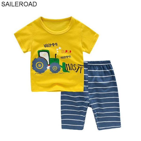SAILEROAD Baby kids Pajamas Set summer children Short Sleeve cotton sleepwear Boys Cartoon Dinosaur pyjamas Infant home clothes