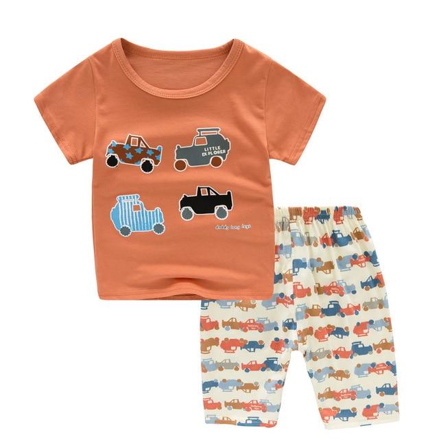 SAILEROAD Baby kids Pajamas Set summer children Short Sleeve cotton sleepwear Boys Cartoon Dinosaur pyjamas Infant home clothes