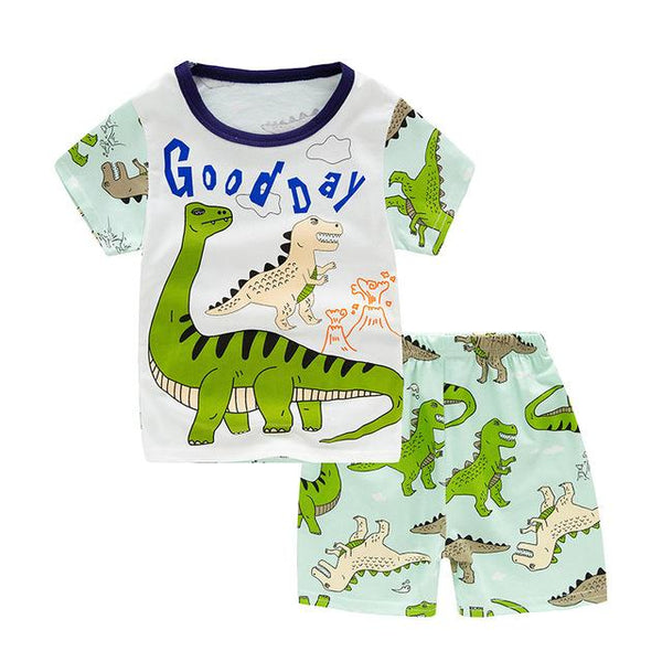 SAILEROAD Baby kids Pajamas Set summer children Short Sleeve cotton sleepwear Boys Cartoon Dinosaur pyjamas Infant home clothes