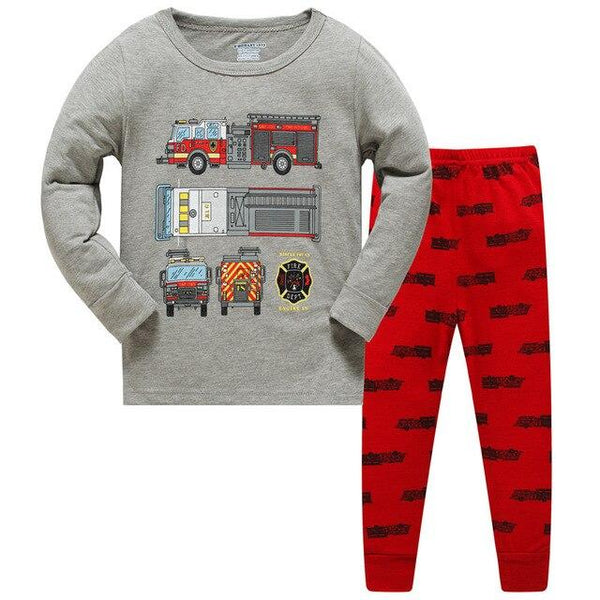 Kids Cartoon Cotton Pajamas Boys Casual Pajamas Sets Girls Long Blouses+Trousers 2-Piece Home Sleepwear Sets For Spring Autumn