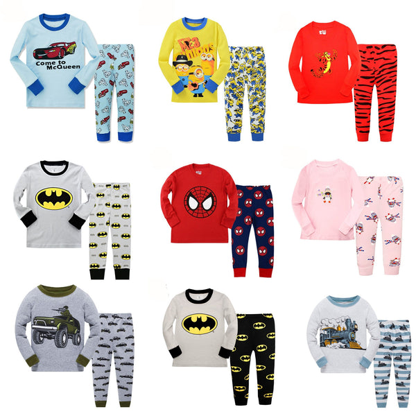 Floret LULU Kid's Pajamas sets boys Spiderman Cotton Car Styling baby Kids Pijama Infantil Pyjama girl Home Clothes christmas