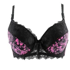 Women's Bras Sexy Intimate Underwear Plus Size Bra Underwired Floral Lace Print Push Up Lingerie Mother's Gifted Black White