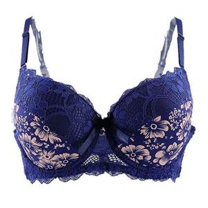 Women's Bras Sexy Intimate Underwear Plus Size Bra Underwired Floral Lace Print Push Up Lingerie Mother's Gifted Black White