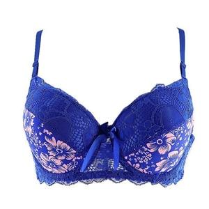 Women's Bras Sexy Intimate Underwear Plus Size Bra Underwired Floral Lace Print Push Up Lingerie Mother's Gifted Black White