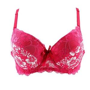 Women's Bras Sexy Intimate Underwear Plus Size Bra Underwired Floral Lace Print Push Up Lingerie Mother's Gifted Black White