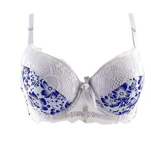 Women's Bras Sexy Intimate Underwear Plus Size Bra Underwired Floral Lace Print Push Up Lingerie Mother's Gifted Black White