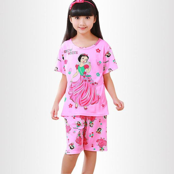 2018 summer boys short-sleeved shorts pajamas suit round neck cartoon cute print home service suit unisex