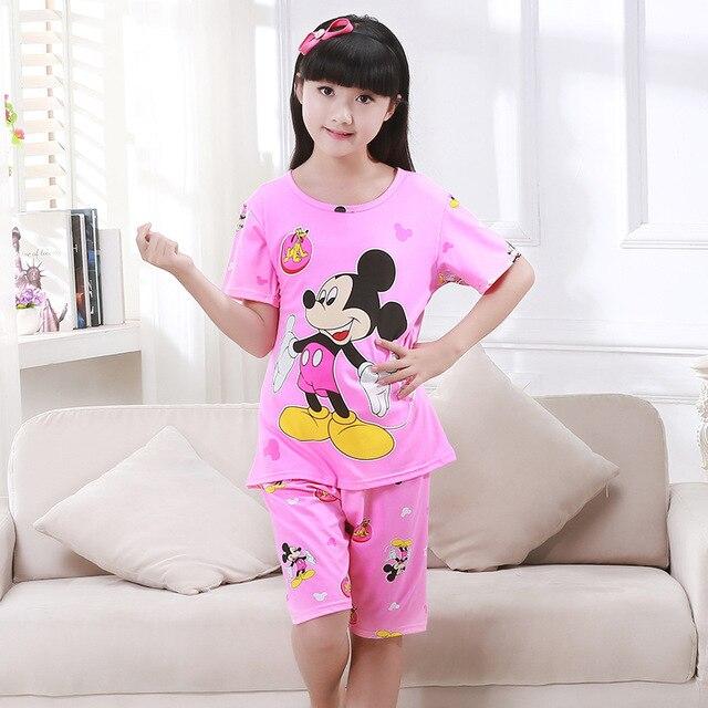 2018 summer boys short-sleeved shorts pajamas suit round neck cartoon cute print home service suit unisex