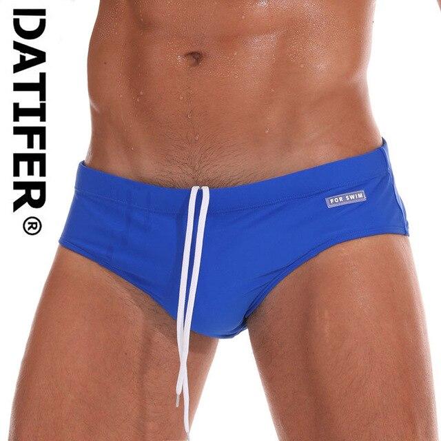 2019 Datifer Brand New Men Swim Brief Printing Swimsuit Male Swimwear Sexy Low Waist Penis Pouch Removetable Pad YK035 Size XXL