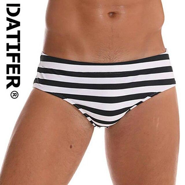 2019 Datifer Brand New Men Swim Brief Printing Swimsuit Male Swimwear Sexy Low Waist Penis Pouch Removetable Pad YK035 Size XXL