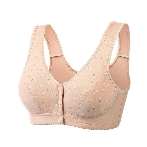 Perfering Front Button Bra Plus Size Comfort Cotton Bra Women Bralette Lingerie Lady Leisure Wireless 34 36 38 40 42 44  B C Cup