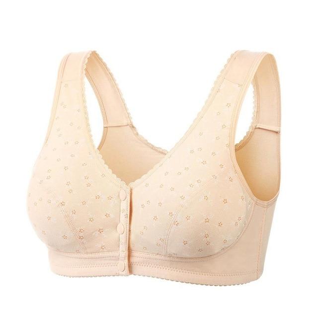 Perfering Front Button Bra Plus Size Comfort Cotton Bra Women Bralette Lingerie Lady Leisure Wireless 34 36 38 40 42 44  B C Cup