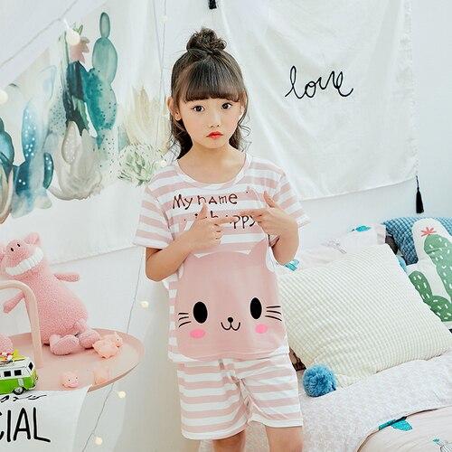 2019 summer children pajamas set baby girl cartoon casual home clothing costume boys short sleeve kids sleepwear pajamas sets