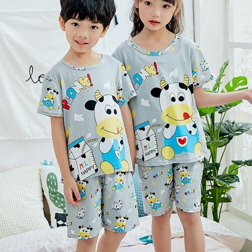 2019 summer children pajamas set baby girl cartoon casual home clothing costume boys short sleeve kids sleepwear pajamas sets