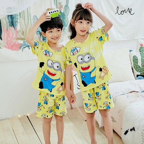 2019 summer children pajamas set baby girl cartoon casual home clothing costume boys short sleeve kids sleepwear pajamas sets