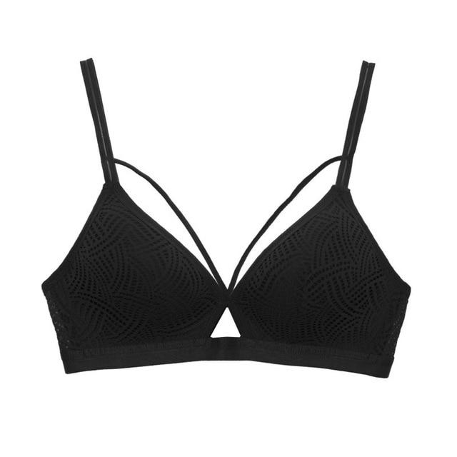 DERUILADY Lace Hollow Out Bra Sexy Lingerie Comfortable Breathable Wireless Bralette Seamless Push Up Bras For Women Underwear