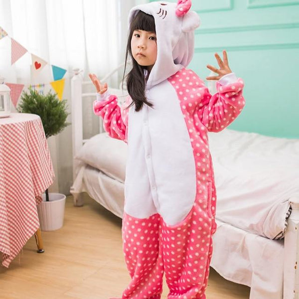 Flannel Children kigurumi Pajamas Set Winter Hooded Animal Unicorn Pikachu Stitch Kids Pajamas For Boys Girls Sleepwear Onesies