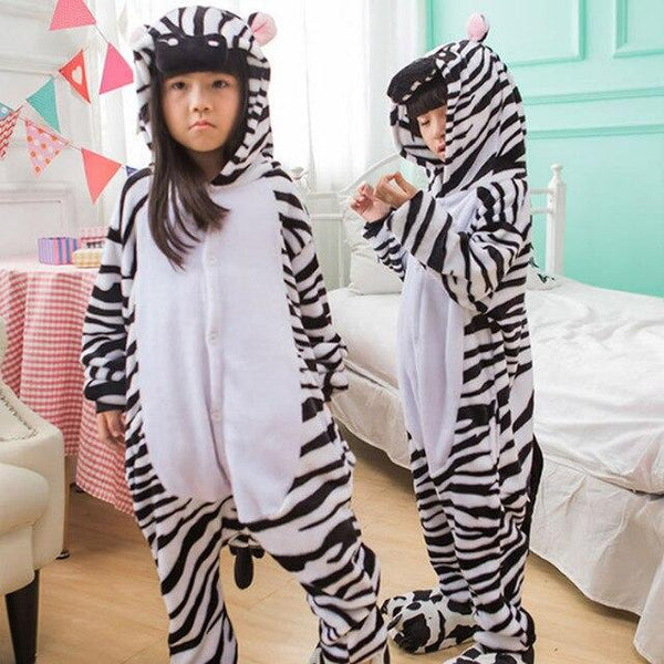 Flannel Children kigurumi Pajamas Set Winter Hooded Animal Unicorn Pikachu Stitch Kids Pajamas For Boys Girls Sleepwear Onesies