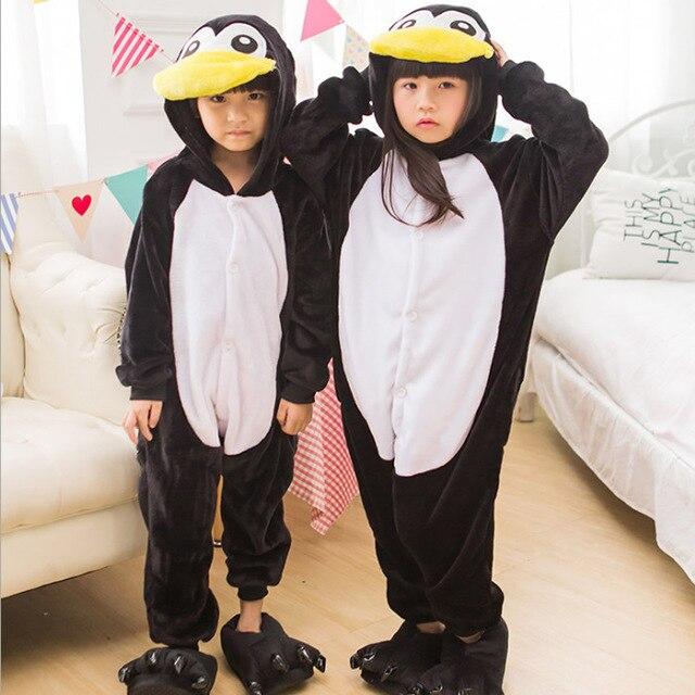 Flannel Children kigurumi Pajamas Set Winter Hooded Animal Unicorn Pikachu Stitch Kids Pajamas For Boys Girls Sleepwear Onesies