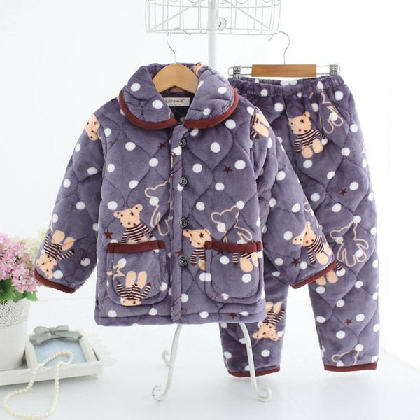 pijama infantil Kids clothes Winter Pajama sets Thicken Pijama set Baby Pajamas Children quilt flannel sleepwear Infant pajamas