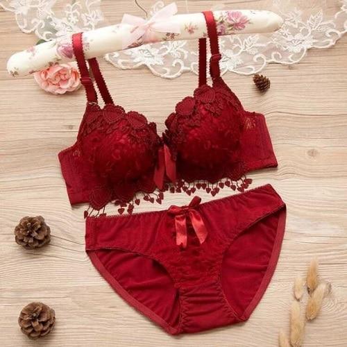 Japanese lingerie set thin embroidery push up bra set sexy lace underwear set Floral bras for women bra and panty set bh