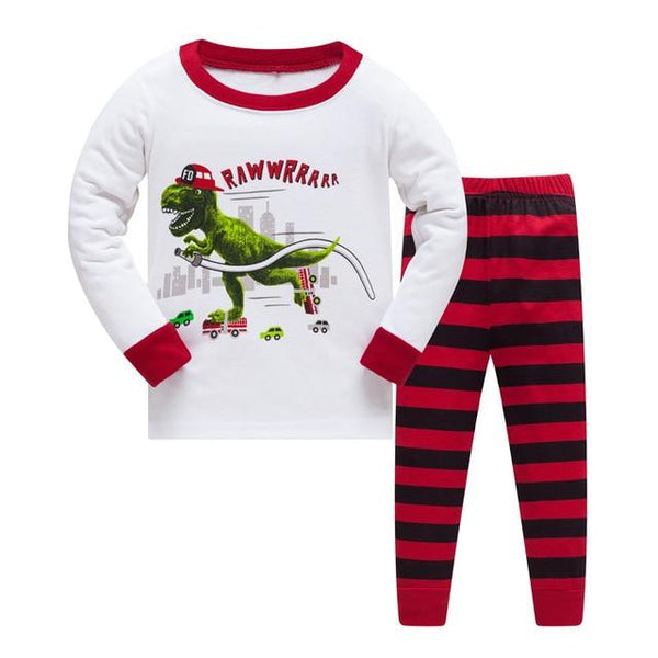 2019 New Cartoon Design Round Neck Boys Cotton Pajamas Set For Child kids long sleeve pyjamas Boys Pyjamas 3~8 Year