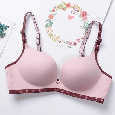 DERUILADY Comfort Skin Cotton Bralette Letter Straps Wireless Bra Sexy Lingerie Seamless Push Up Bras For Women Underwear