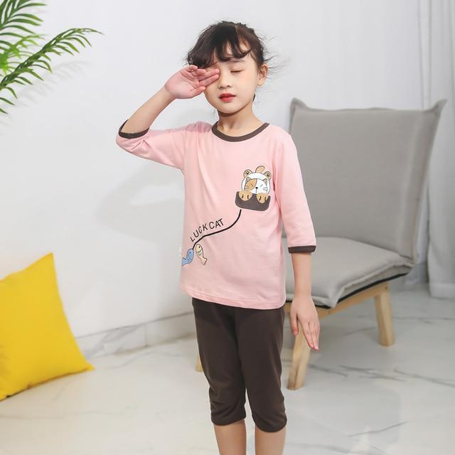 Summer Children's Pajamas Cartoon Pajamas For Girls Boys Short Sleeve T-shirt+Pants Pyjamas Sets Baby Clothes Kids Sleepwear