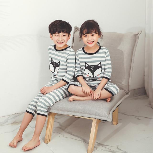 Summer Children's Pajamas Cartoon Pajamas For Girls Boys Short Sleeve T-shirt+Pants Pyjamas Sets Baby Clothes Kids Sleepwear