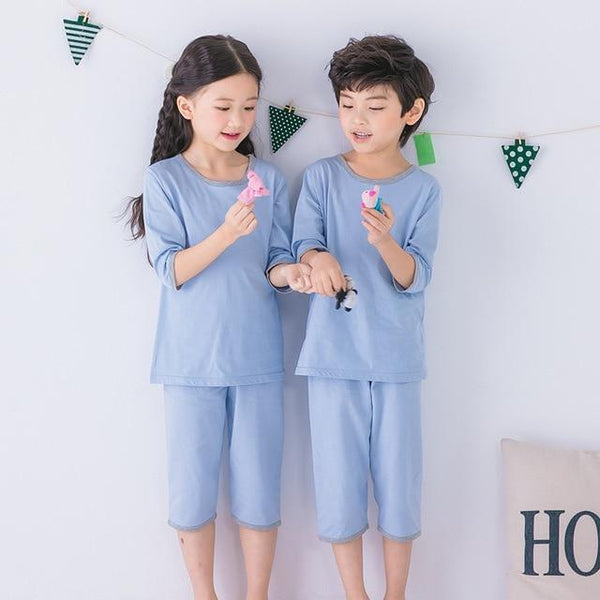 Summer Children's Pajamas Cartoon Pajamas For Girls Boys Short Sleeve T-shirt+Pants Pyjamas Sets Baby Clothes Kids Sleepwear