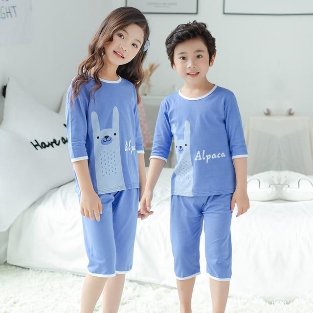 Summer Children's Pajamas Cartoon Pajamas For Girls Boys Short Sleeve T-shirt+Pants Pyjamas Sets Baby Clothes Kids Sleepwear