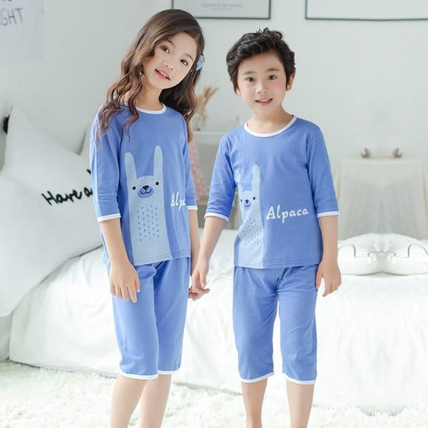 Summer Children's Pajamas Cartoon Pajamas For Girls Boys Short Sleeve T-shirt+Pants Pyjamas Sets Baby Clothes Kids Sleepwear