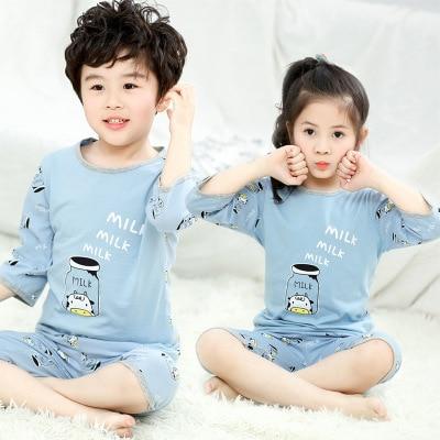 Summer Children's Pajamas Cartoon Pajamas For Girls Boys Short Sleeve T-shirt+Pants Pyjamas Sets Baby Clothes Kids Sleepwear