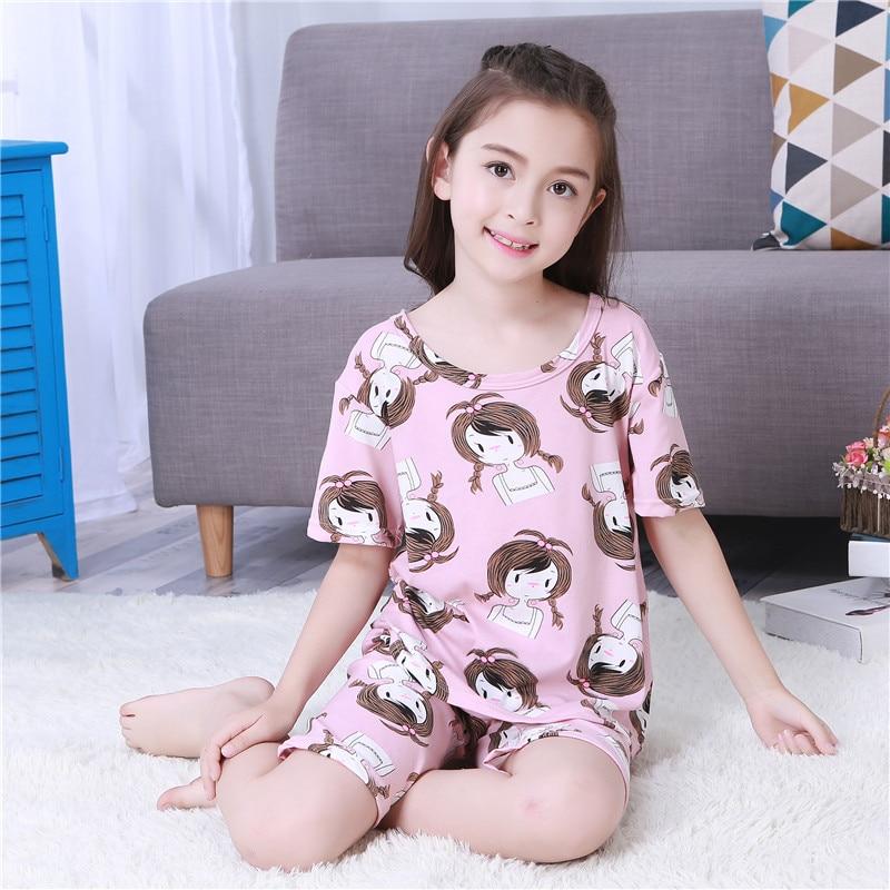 Children's Day Gift Summer 2018 Children Sets Girls Kids Clothing Sets Cotton Suit Sleepwear Short Sleeve Cartoon Pajamas Set