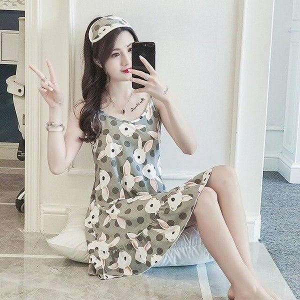 Summer Night Dress Women Cotton Nightgown Spaghetti Strap Sexy Sleepwear Nightwear Women Sleep Dress Homewear Home Dress Nightie