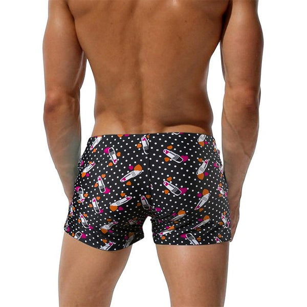 Summer Sexy Swimwear Men Swimming Briefs Trunks Beach Shorts Swimsuit Male Boxer Bathing Spa Suit Wear Lipstick Heart Printed