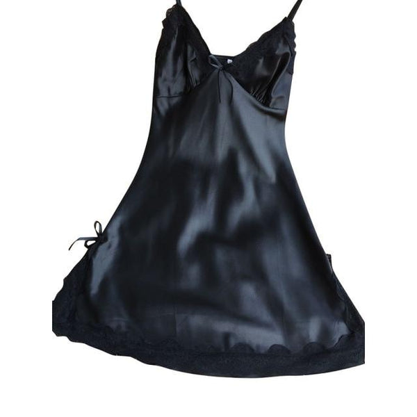 Women Sexy Silk Satin Night Dress Lingerie Sleeveless Nighties V-neck Nightgown Nightdress Lace Sleepwear Nightwear For Women
