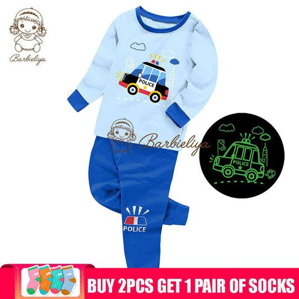 Glow in the Dark Girls Cartoon Cute Children Clothes Long Sleeve Pyjamas Kids Pajamas Sets Pijama Unicornio Sleepwear Homewear