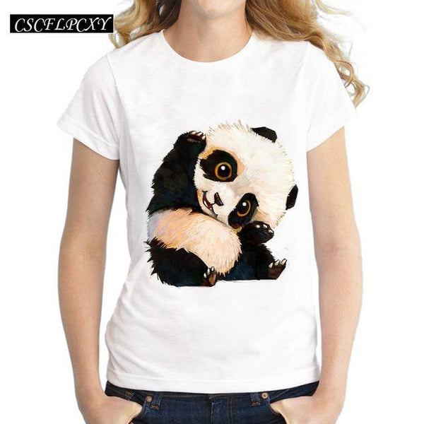 Harajuku Panda Print T Shirt Women Tshirt 2016 Summer Style Short Sleeve Ladies Tops T-shirt Femme Casual White Tees Cartoon
