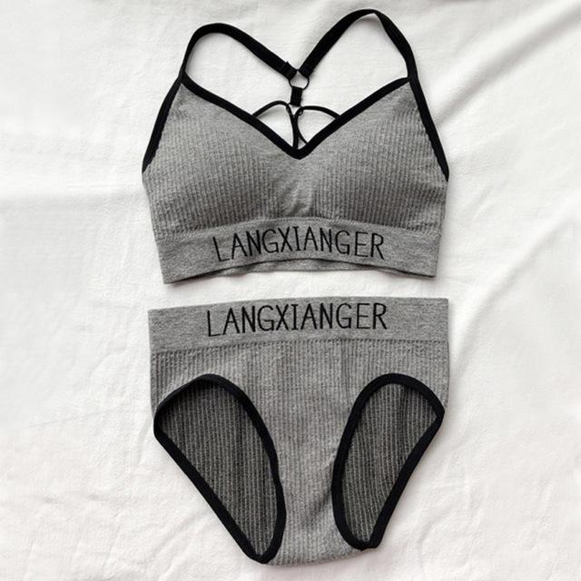 Fashion Bra Briefs Set For Women Lingerie With Pads Seamless Push Up Bralette Active Bra Plus Size XL Sports Underwear #D