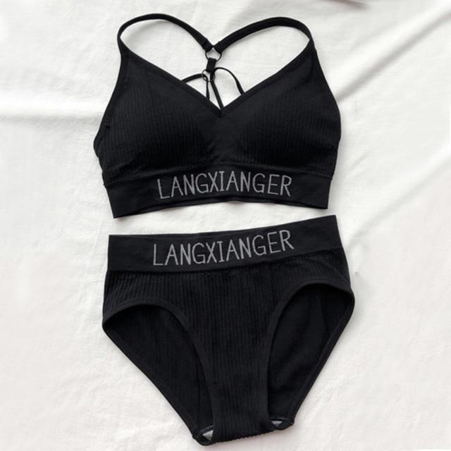 Fashion Bra Briefs Set For Women Lingerie With Pads Seamless Push Up Bralette Active Bra Plus Size XL Sports Underwear #D